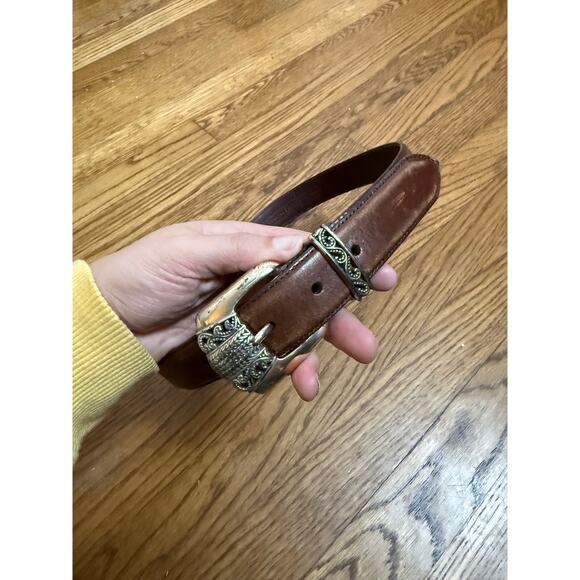 Vintage Fossil Brown Leather Belt Size Medium - Picture 1 of 5